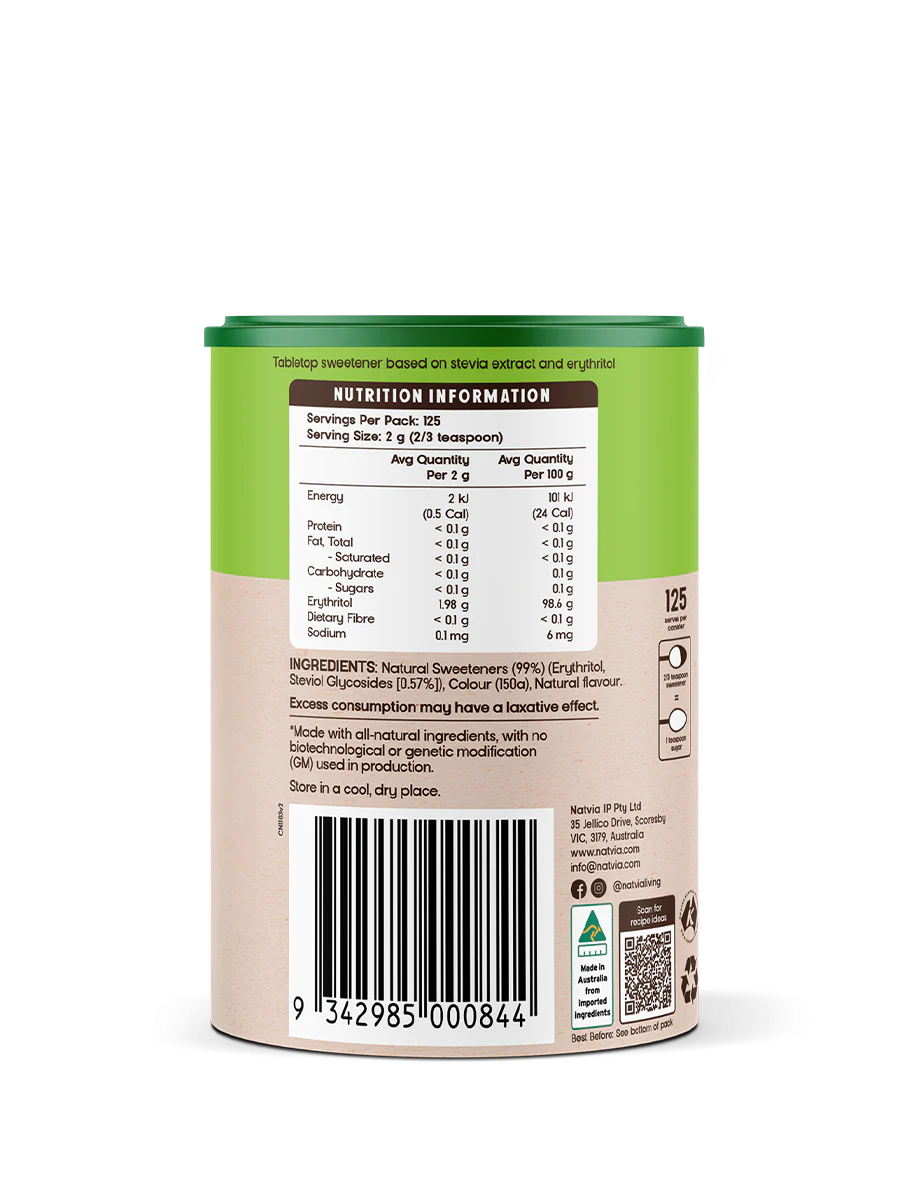 Natvia Natural Brown Sweetener Canister 250g - Image 3